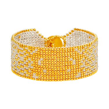 Brazalete Telar Dorado Medio Difuminado Gris Traslucido